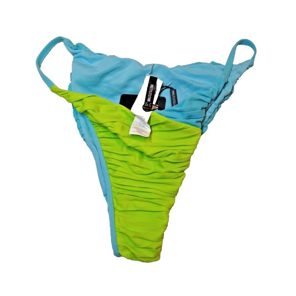 Pretty Little Things Ruched Front And Back  Lime Green, Baby Blue Bikini Bottom